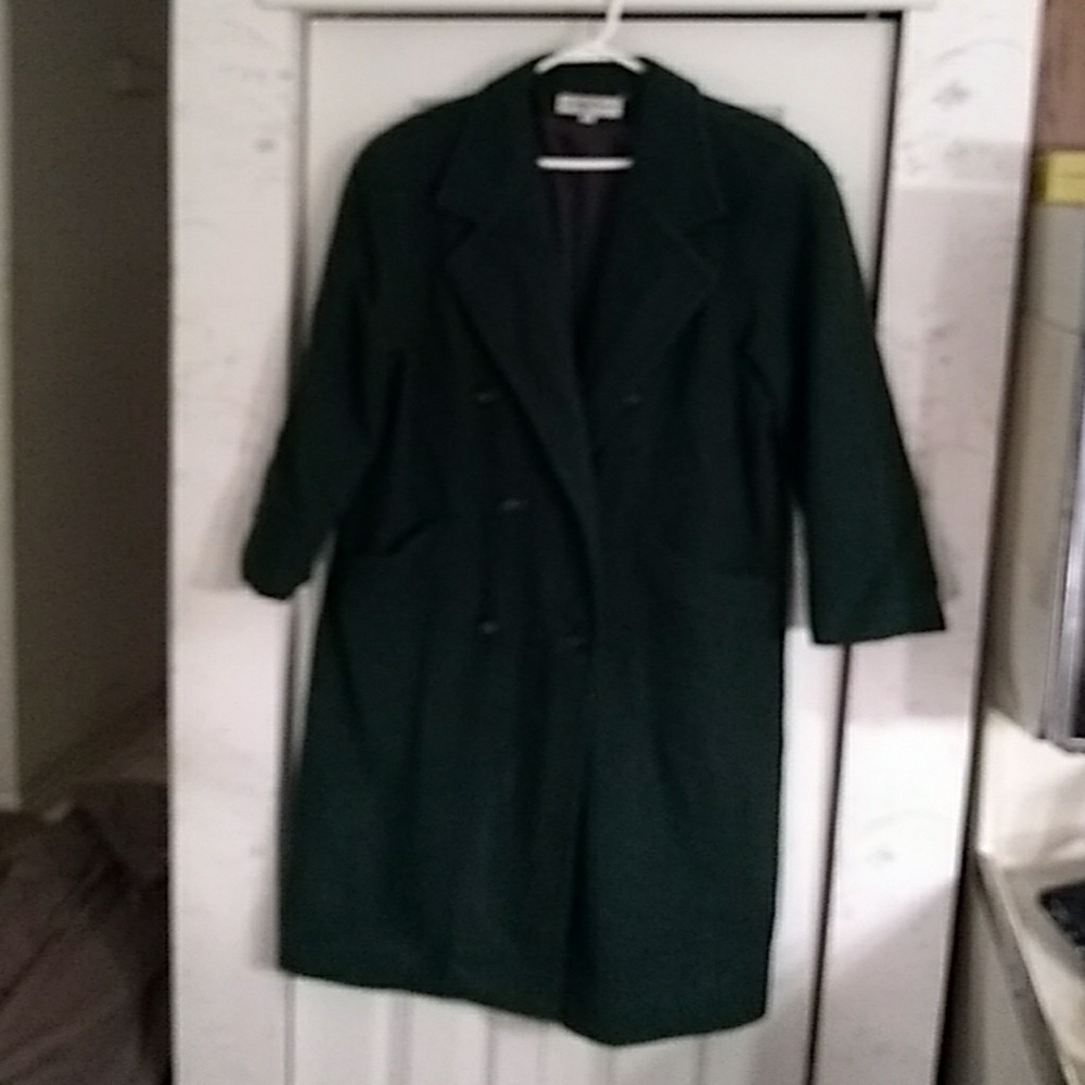 Green size 14 100% wool trench coat lined 24